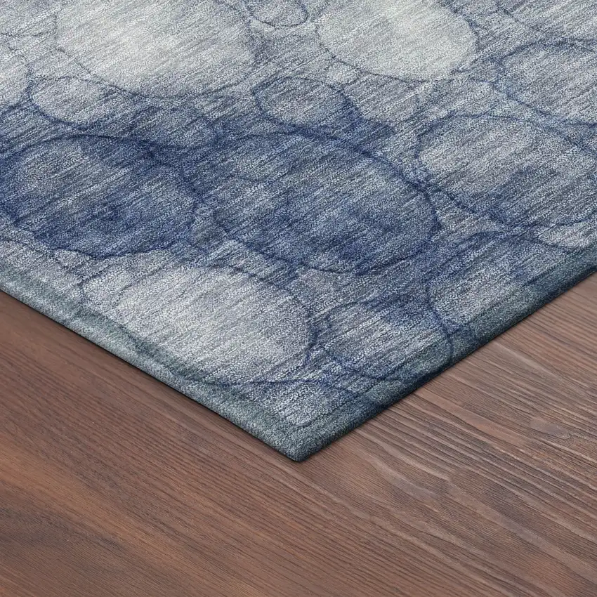 Navy Blue And Ivory Abstract Washable Indoor Outdoor Area Rug Photo 9