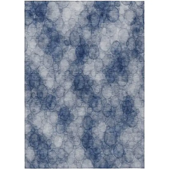 Navy Blue And Ivory Abstract Washable Indoor Outdoor Area Rug Photo 7