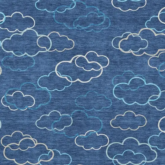 Navy Blue And Ivory Abstract Washable Indoor Outdoor Area Rug Photo 2