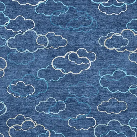 Navy Blue And Ivory Abstract Washable Indoor Outdoor Area Rug Photo 2