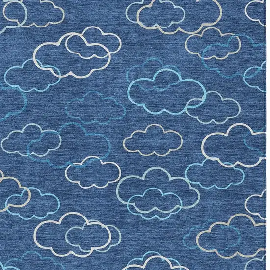 Navy Blue And Ivory Abstract Washable Indoor Outdoor Area Rug Photo 2