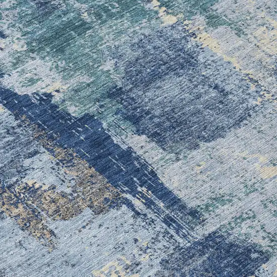Navy Blue And Ivory Abstract Washable Indoor Outdoor Area Rug Photo 7