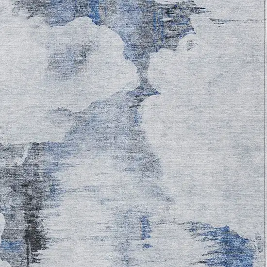 Navy Blue And Ivory Abstract Washable Indoor Outdoor Area Rug Photo 4