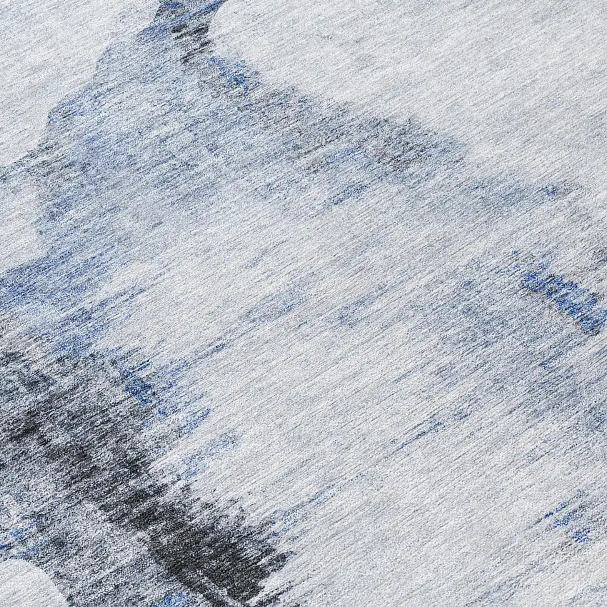Navy Blue And Ivory Abstract Washable Indoor Outdoor Area Rug Photo 7
