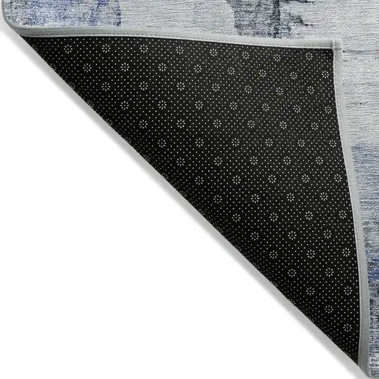 Navy Blue And Ivory Abstract Washable Indoor Outdoor Area Rug Photo 2