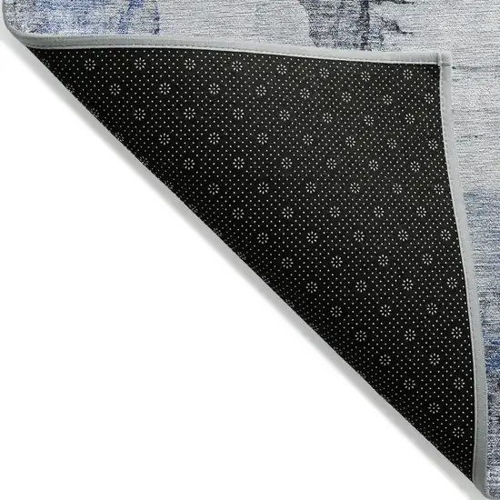 Navy Blue And Ivory Abstract Washable Indoor Outdoor Area Rug Photo 2