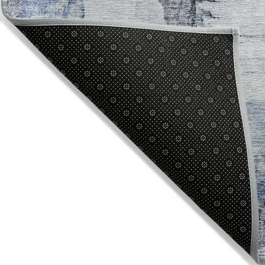Navy Blue And Ivory Abstract Washable Indoor Outdoor Area Rug Photo 2