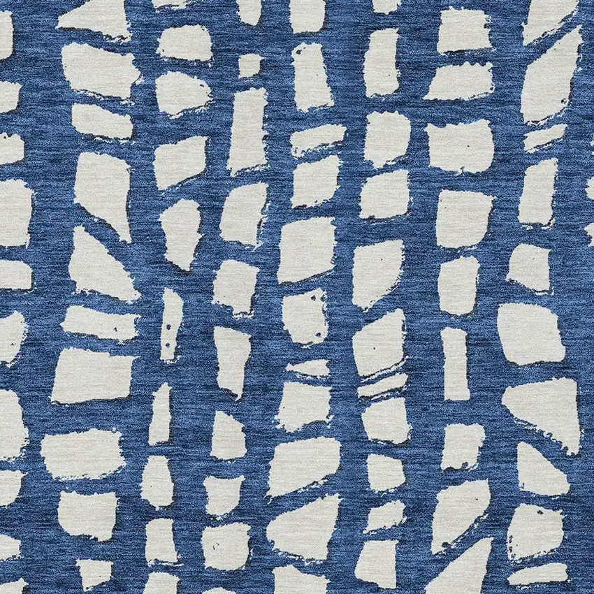 Navy Blue And Ivory Abstract Washable Indoor Outdoor Area Rug Photo 4