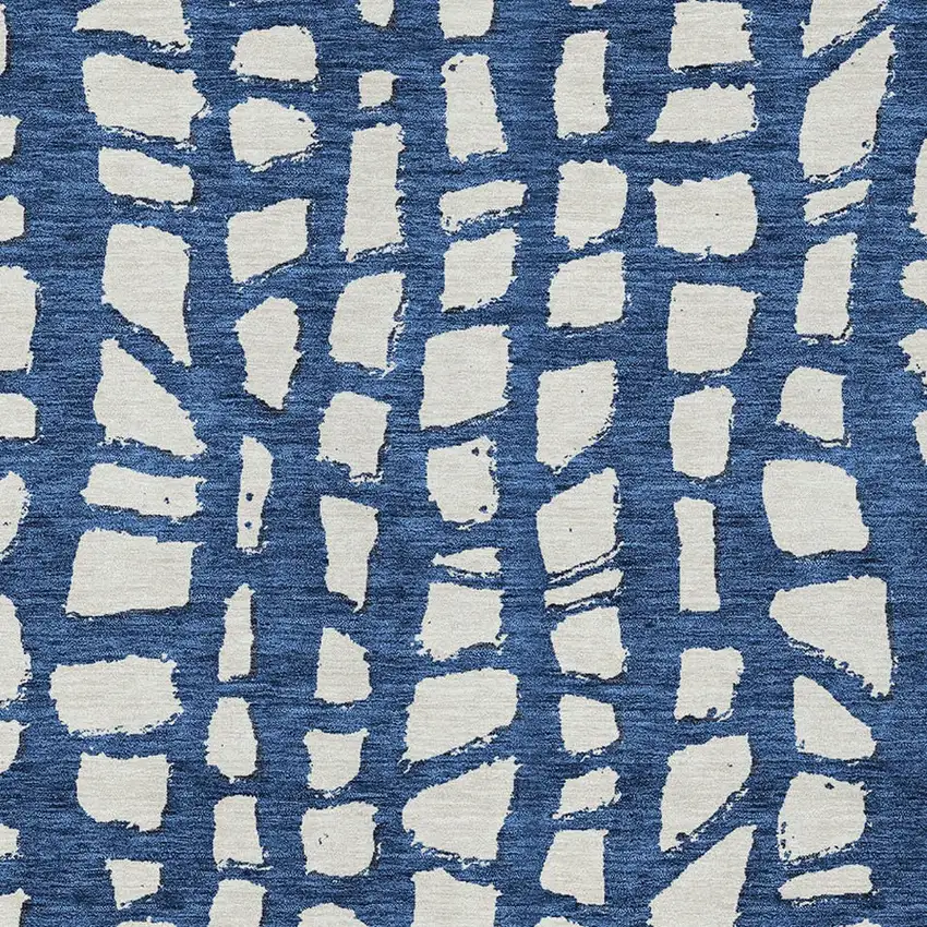 Navy Blue And Ivory Abstract Washable Indoor Outdoor Area Rug Photo 4