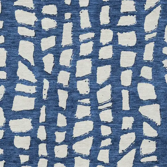 Navy Blue And Ivory Abstract Washable Indoor Outdoor Area Rug Photo 4