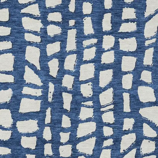 Navy Blue And Ivory Abstract Washable Indoor Outdoor Area Rug Photo 4