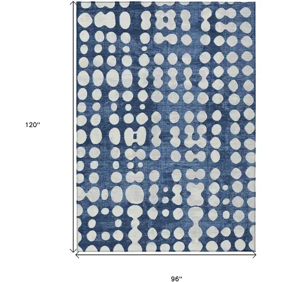 Navy Blue And Ivory Abstract Washable Indoor Outdoor Area Rug Photo 3