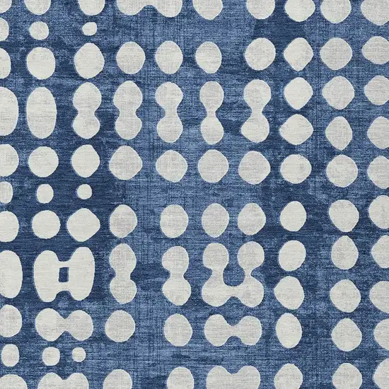 Navy Blue And Ivory Abstract Washable Indoor Outdoor Area Rug Photo 6