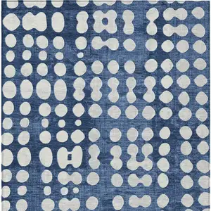 Photo of Navy Blue And Ivory Abstract Washable Indoor Outdoor Area Rug