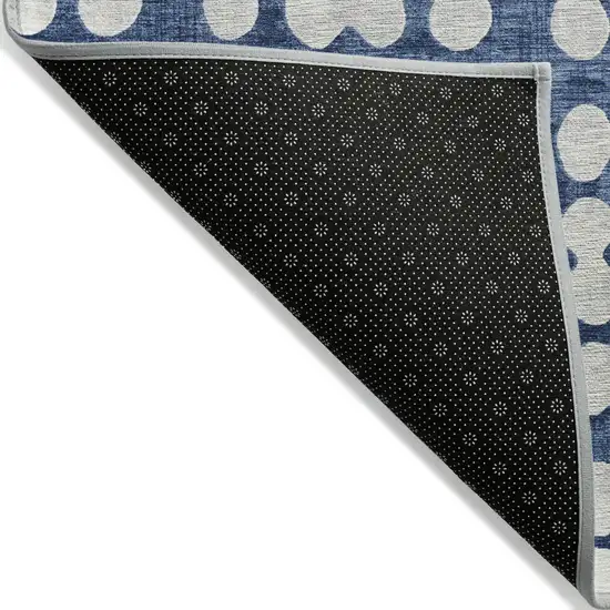 Navy Blue And Ivory Abstract Washable Indoor Outdoor Area Rug Photo 4
