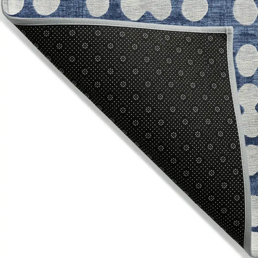 Navy Blue And Ivory Abstract Washable Indoor Outdoor Area Rug Photo 4