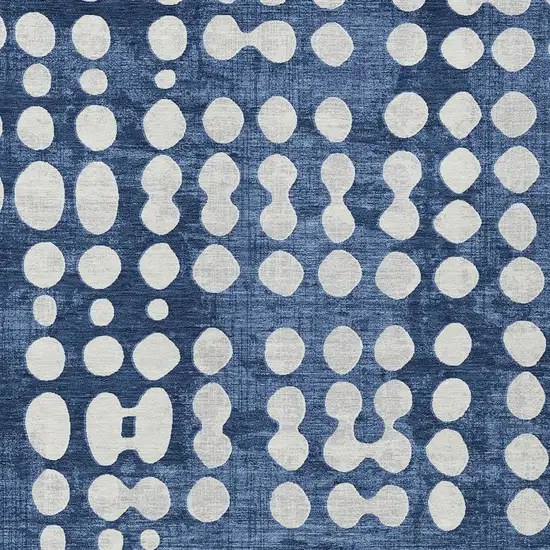 Navy Blue And Ivory Abstract Washable Indoor Outdoor Area Rug Photo 6