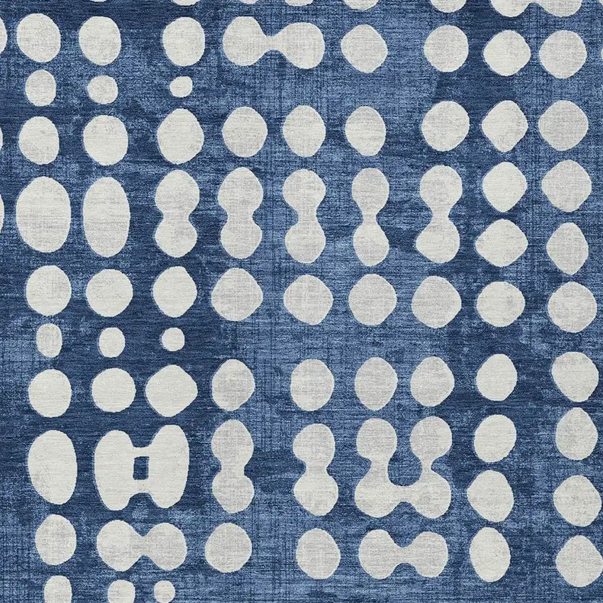 Navy Blue And Ivory Abstract Washable Indoor Outdoor Area Rug Photo 6