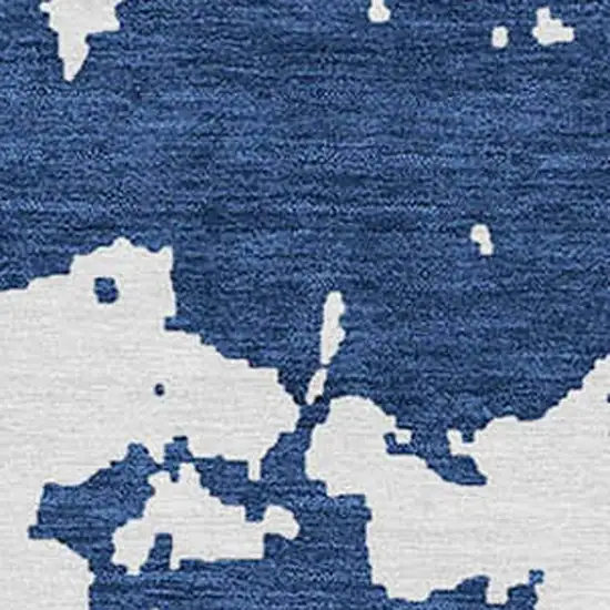 Navy Blue And Ivory Abstract Washable Indoor Outdoor Area Rug Photo 8