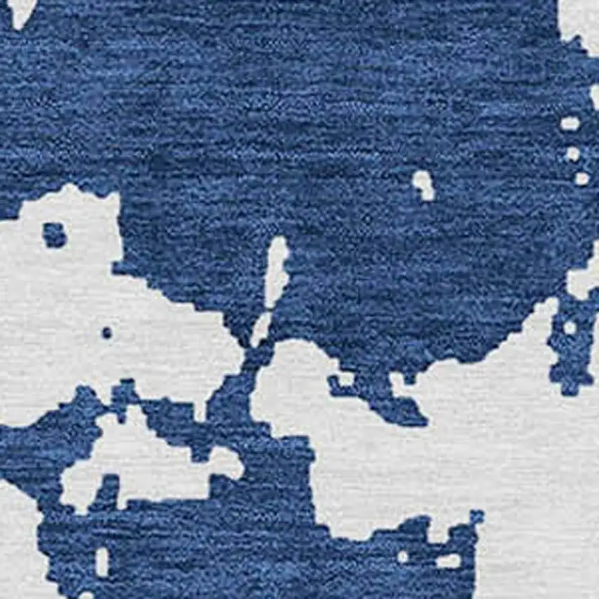 Navy Blue And Ivory Abstract Washable Indoor Outdoor Area Rug Photo 6