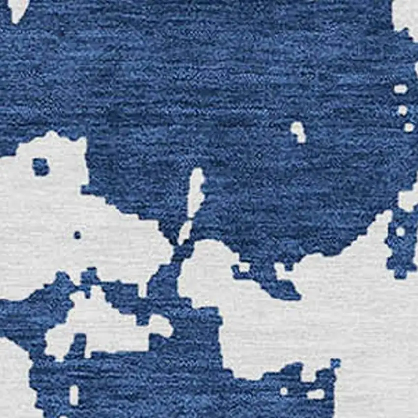 Navy Blue And Ivory Abstract Washable Indoor Outdoor Area Rug Photo 6