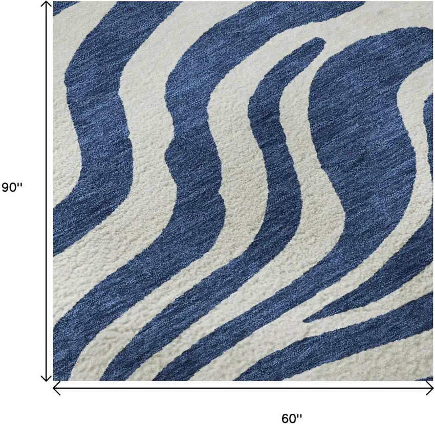 Navy Blue And Ivory Animal Print Washable Area Rug With UV Protection Photo 9