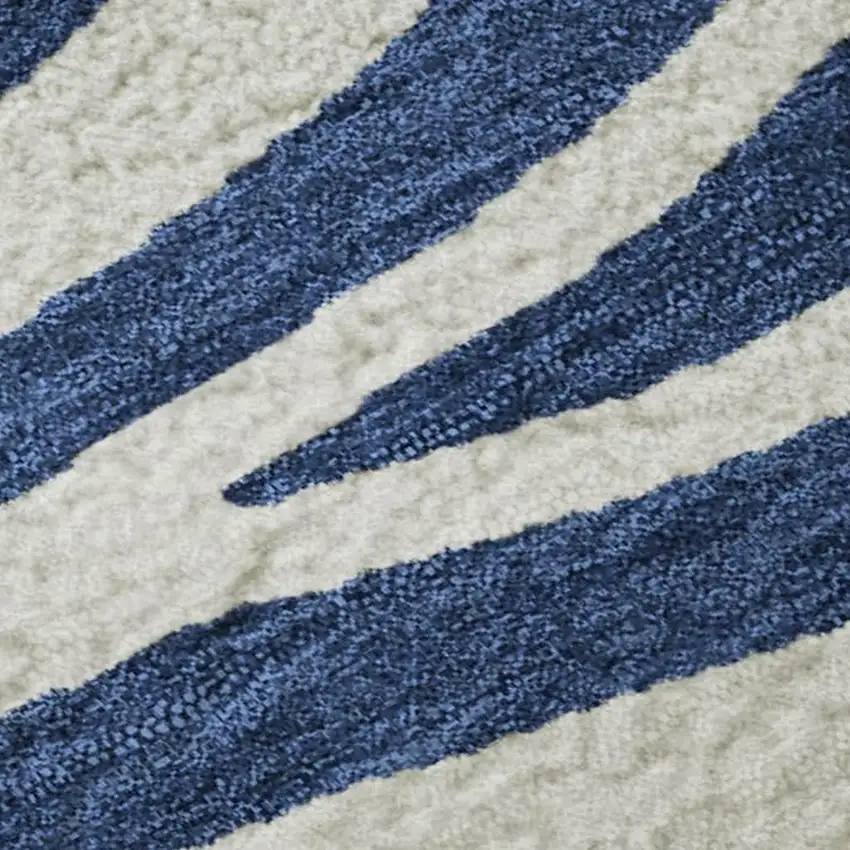 Navy Blue And Ivory Animal Print Washable Area Rug With UV Protection Photo 2