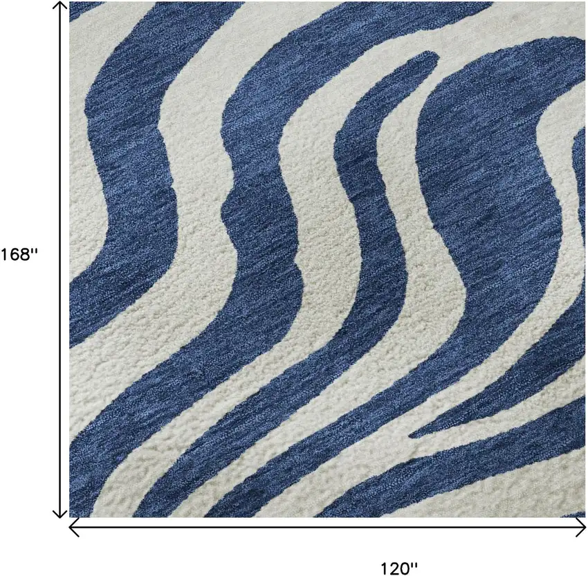 Navy Blue And Ivory Animal Print Washable Area Rug With UV Protection Photo 9