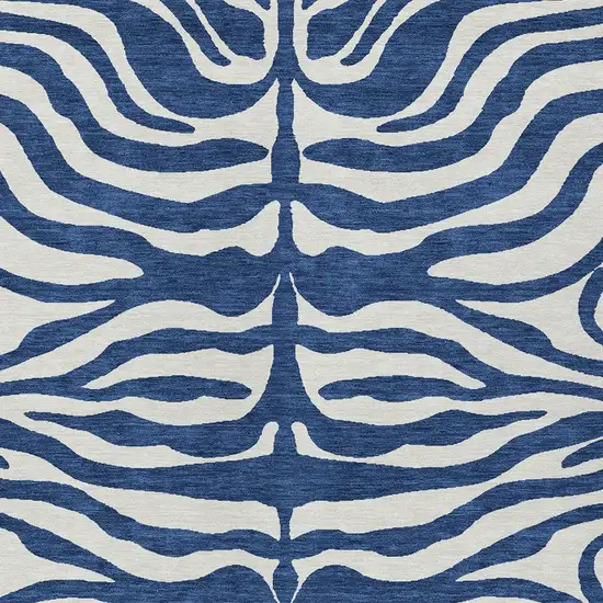Navy Blue And Ivory Animal Print Washable Indoor Outdoor Area Rug Photo 5