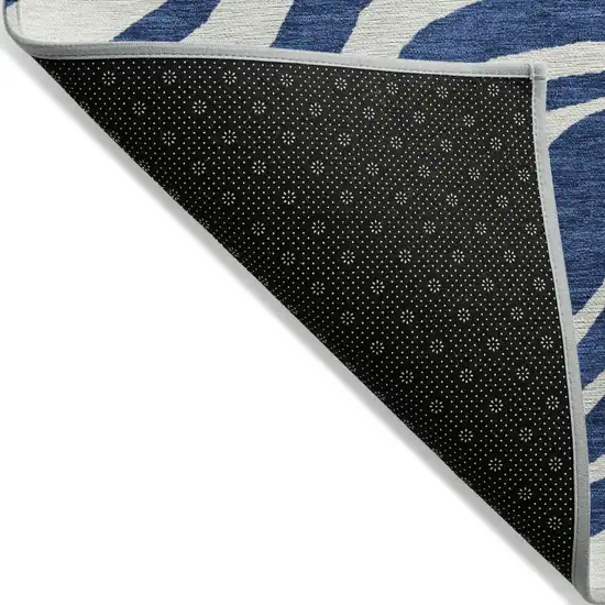 Navy Blue And Ivory Animal Print Washable Indoor Outdoor Area Rug Photo 3
