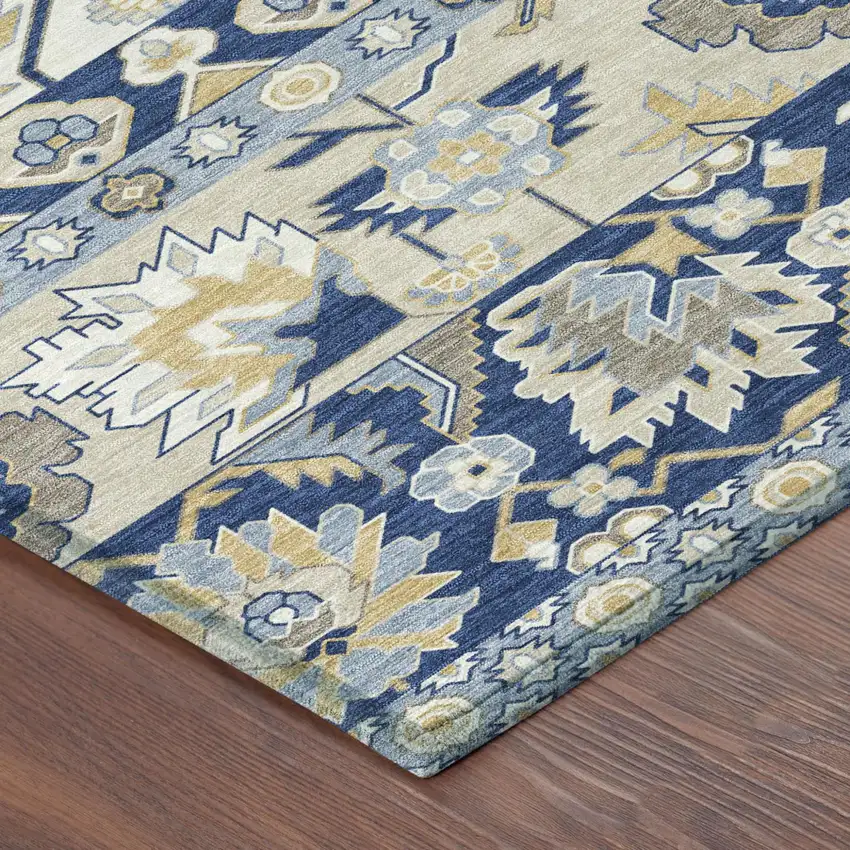 Navy Blue And Ivory Cactus Washable Indoor Outdoor Area Rug Photo 4