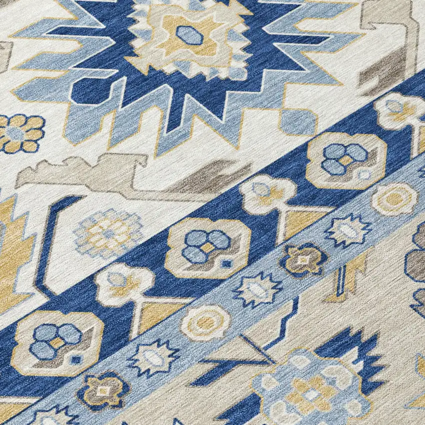 Navy Blue And Ivory Cactus Washable Indoor Outdoor Area Rug Photo 5