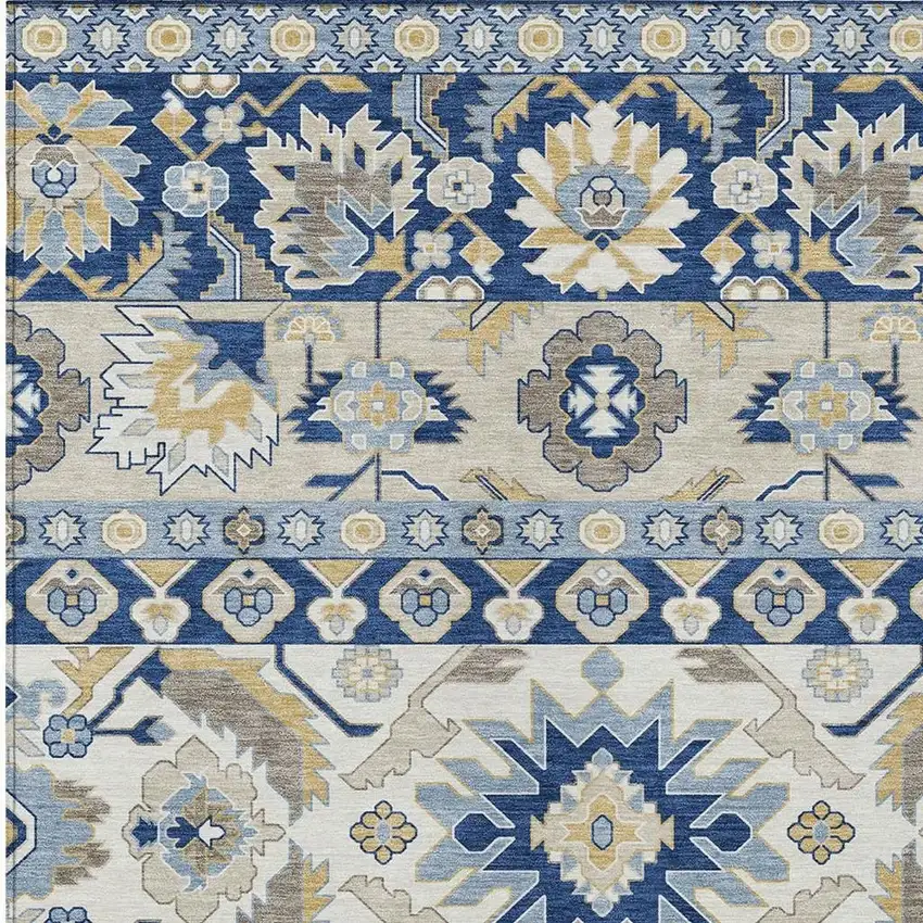 Navy Blue And Ivory Cactus Washable Indoor Outdoor Area Rug Photo 2