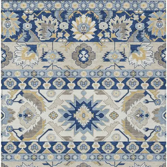 Navy Blue And Ivory Cactus Washable Indoor Outdoor Area Rug Photo 3