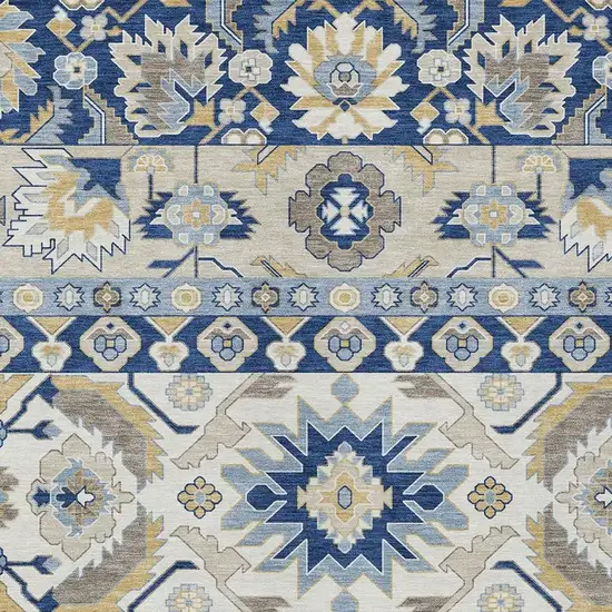 Navy Blue And Ivory Cactus Washable Indoor Outdoor Area Rug Photo 2