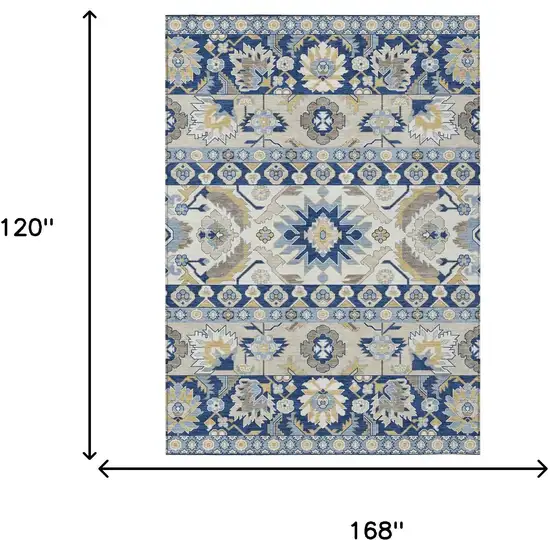Navy Blue And Ivory Cactus Washable Indoor Outdoor Area Rug Photo 6