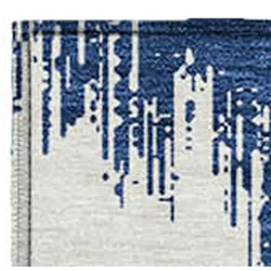 Navy Blue And Ivory Chevron Washable Indoor Outdoor Area Rug Photo 7