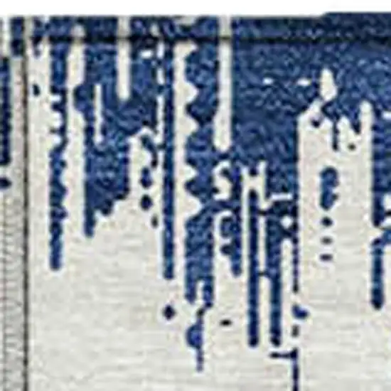 Navy Blue And Ivory Chevron Washable Indoor Outdoor Area Rug Photo 6