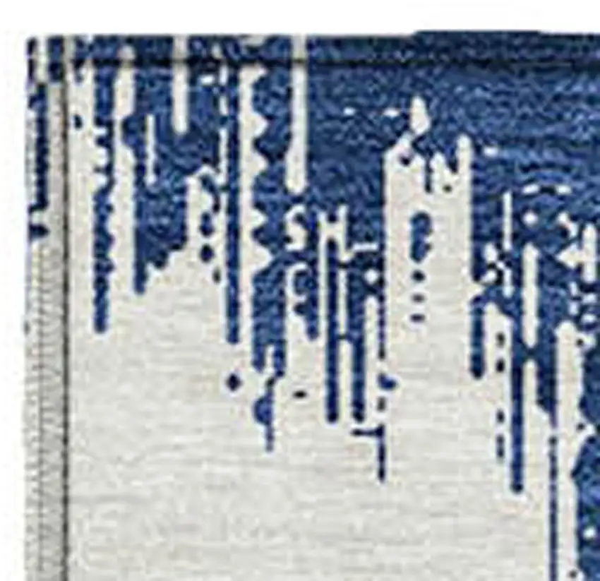 Navy Blue And Ivory Chevron Washable Indoor Outdoor Area Rug Photo 6