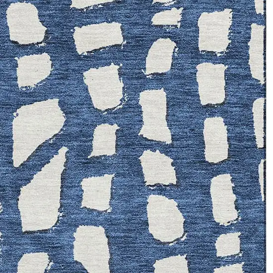 Navy Blue And Ivory Cobblestone Washable Area Rug With UV Protection Photo 4