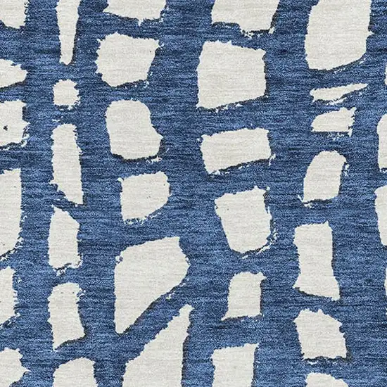 Navy Blue And Ivory Cobblestone Washable Area Rug With UV Protection Photo 3