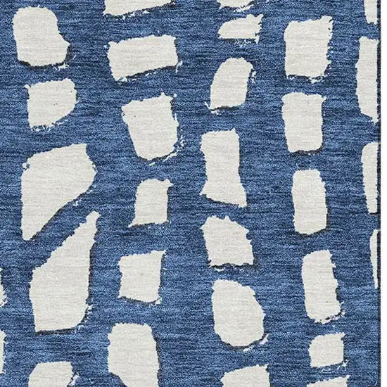 Navy Blue And Ivory Cobblestone Washable Area Rug With UV Protection Photo 3
