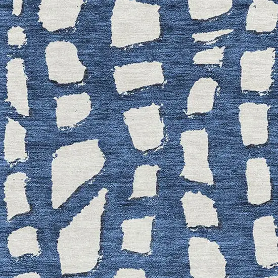 Navy Blue And Ivory Cobblestone Washable Area Rug With UV Protection Photo 3