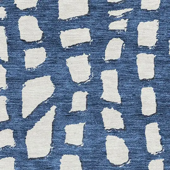 Navy Blue And Ivory Cobblestone Washable Area Rug With UV Protection Photo 3