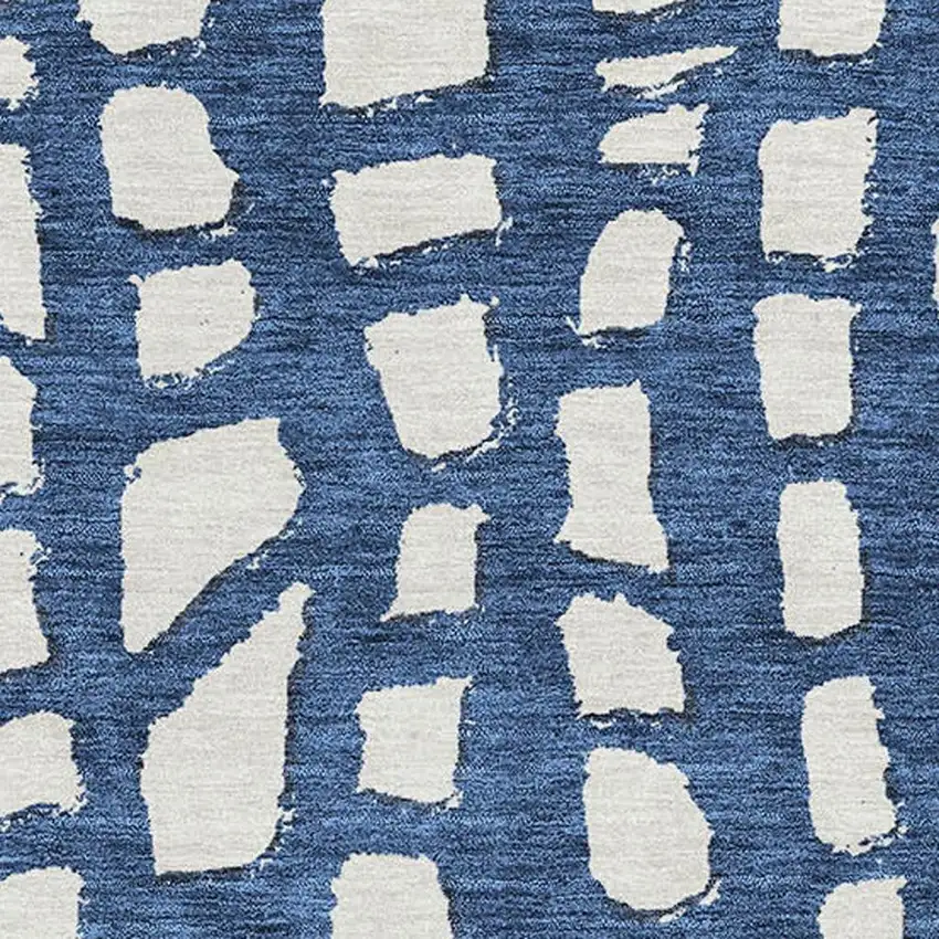 Navy Blue And Ivory Cobblestone Washable Area Rug With UV Protection Photo 3