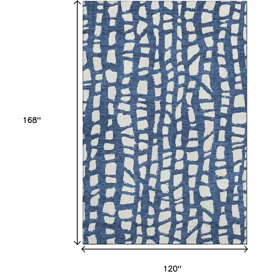 Navy Blue And Ivory Cobblestone Washable Area Rug With UV Protection Photo 3