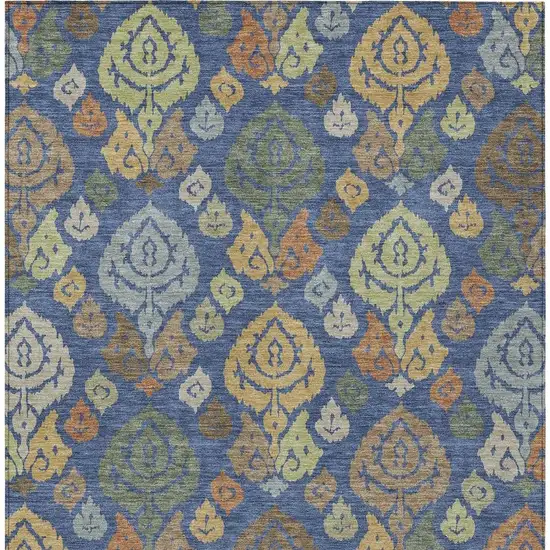 Navy Blue And Ivory Damask Washable Indoor Outdoor Area Rug Photo 3