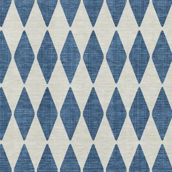 Navy Blue And Ivory Diamond Washable Area Rug With UV Protection Photo 3