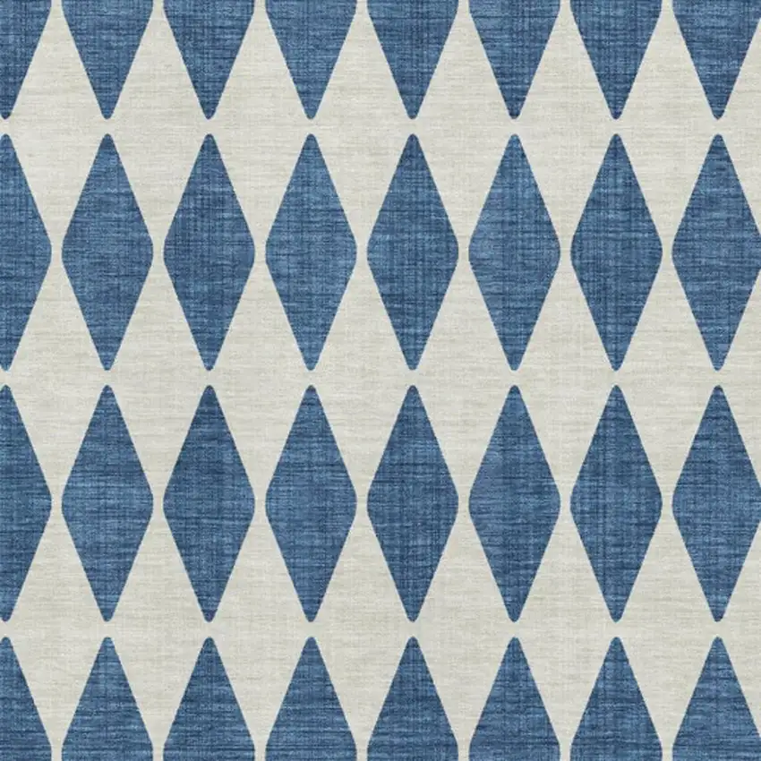 Navy Blue And Ivory Diamond Washable Area Rug With UV Protection Photo 3