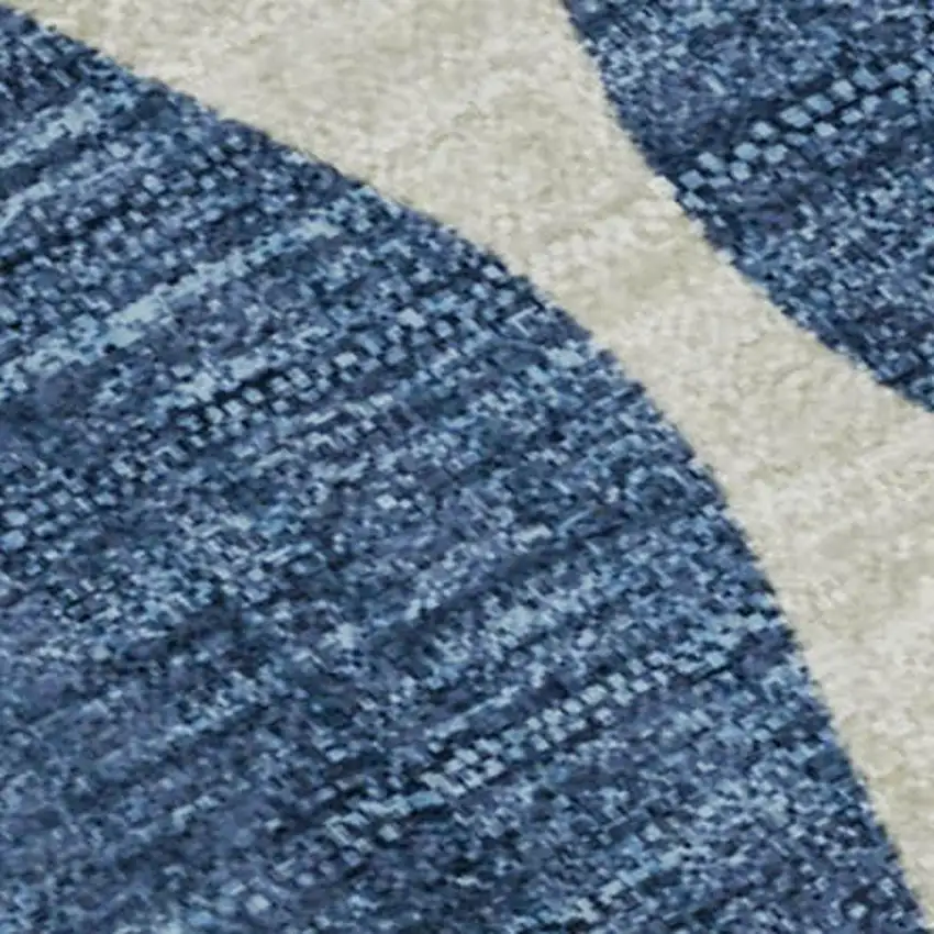 Navy Blue And Ivory Diamond Washable Area Rug With UV Protection Photo 4